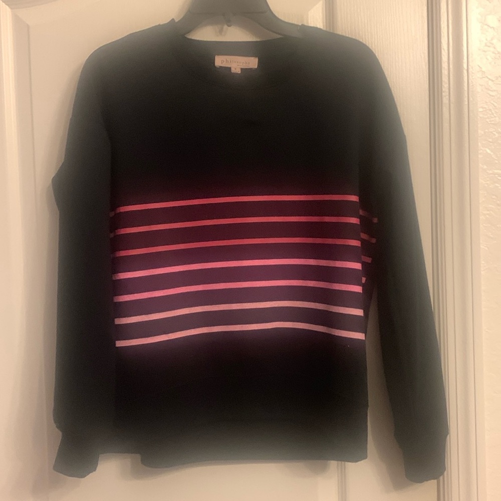 Philosophy sweatshirt navy with pink stripes size small